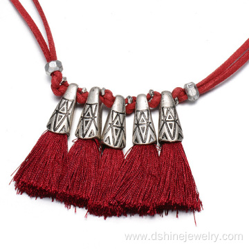 Leather Cord Necklace Alloy Tassel Necklaces For Women